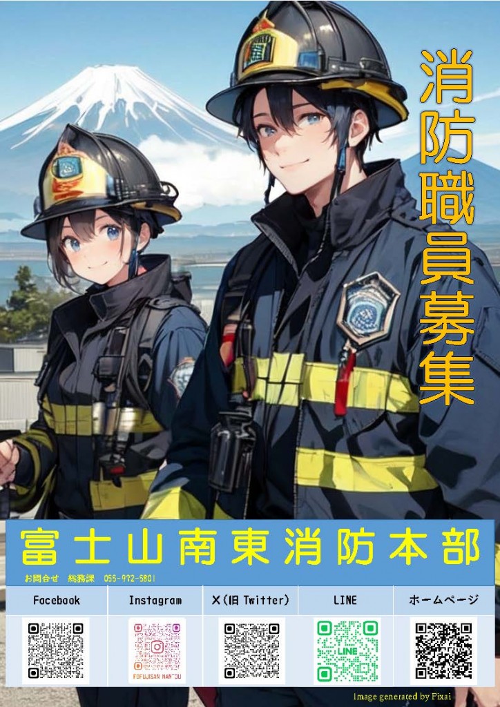 【富士山南東消防本部】採用試験ポスター